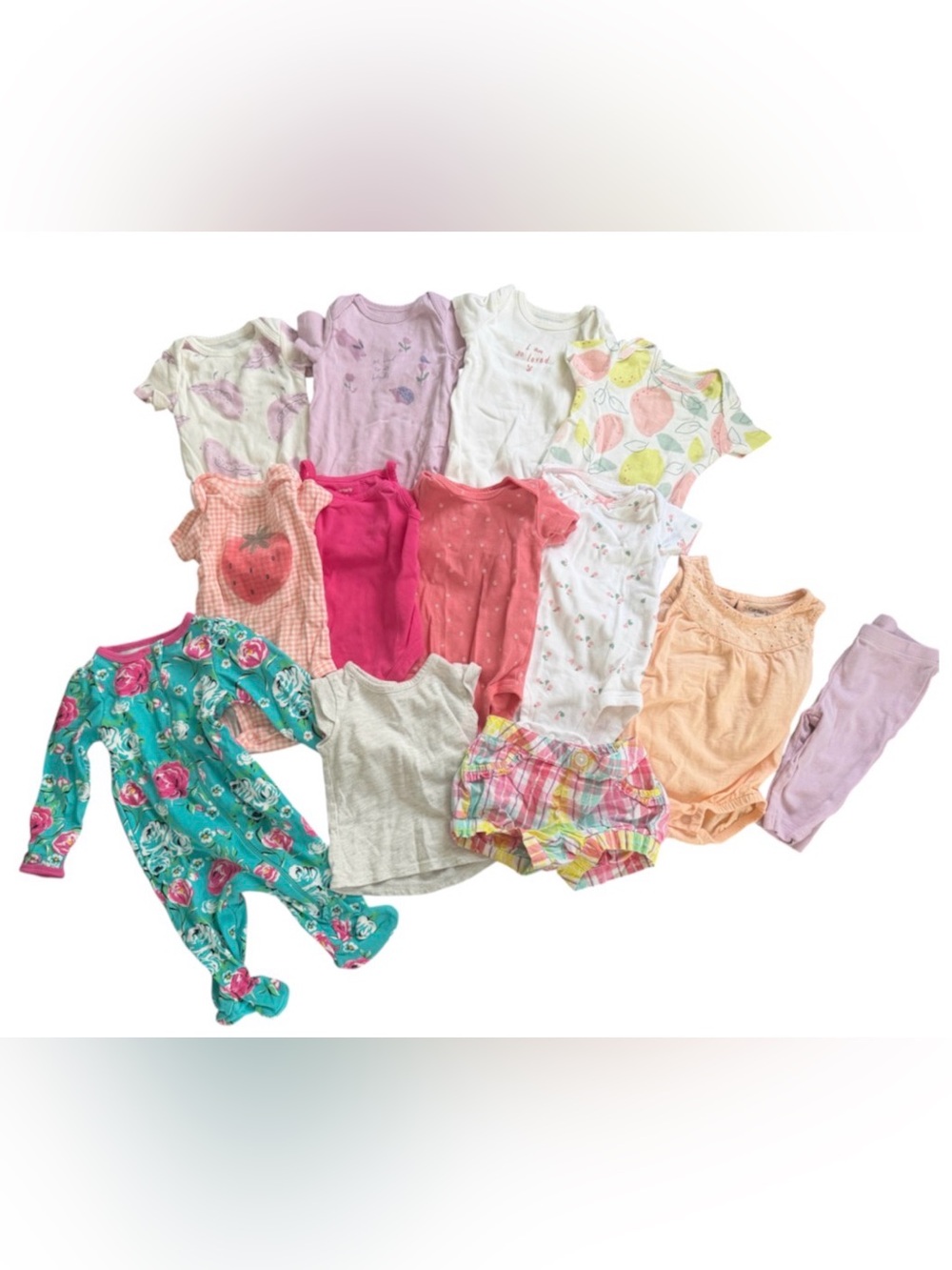 Carter's & Wonder Nation 13pc Baby Girl O-3M Misc Clothing Lot Multicolor